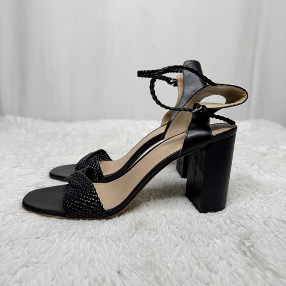 POUR LA VICTOIRE ANTHRO / Hazel black braided ankle strap heeled sandals / 10 - Picture 4 of 11